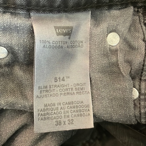 Levi’s Black 514 Jeans Sz 36x32 Slim Straight - Picture 8 of 17
